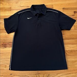 🌺 Nike Men's Polo Shirt in Black with White Accents